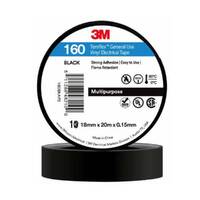 3M 160B Temflex Vinyl Electrical Insulation Tape 18mm x 0.15mm x 20m Black