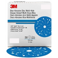 3M 36172 Hookit Blue Abrasive Multi Hole Disc 321U P80 150mm/6in. 50 Pack