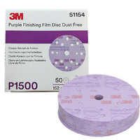 3M 51154 Hookit Purple Finishing Film Disc Dust Free 15H P1500 150mm/6in. 50 Pack